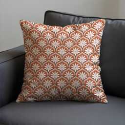 Retro Geometric Cushion Cover, Terracotta Pattern Decorative Throw Pillowcase, Mid Century Modern Case - thumbnail 2