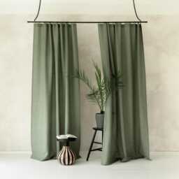 Moss Green Linen Curtains, Blackout Curtain Panels, Or Privacy Lined Curtains