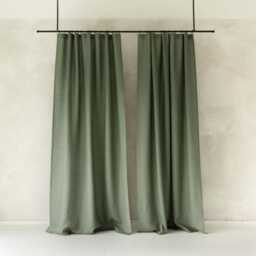 Moss Green Linen Curtains, Blackout Curtain Panels, Or Privacy Lined Curtains - thumbnail 2