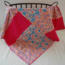 Bright Floral Baby Girl Blanket - Pink, White & Teal Minky Blanket, Nursery Decor, Shower Gift, Patchwork Blanket