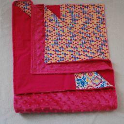 Bright Floral Baby Girl Blanket - Pink, White & Teal Minky Blanket, Nursery Decor, Shower Gift, Patchwork Blanket - thumbnail 3