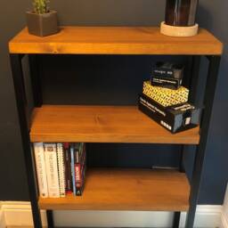 Industrial Shelving Unit - Sideboard Rustic Metal & Wood Bookcase - thumbnail 3