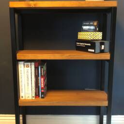 Industrial Shelving Unit - Sideboard Rustic Metal & Wood Bookcase - thumbnail 2