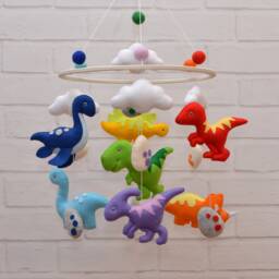 Handmade Felt Dinosaur Baby Mobile