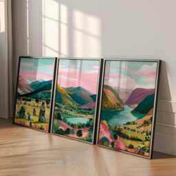 Set Of 3 Lake District Posters, UK Landscape Wall Art, Nature Print Set, Mountain Decor, Modern Travel Artwork, British Countryside Style - thumbnail 3