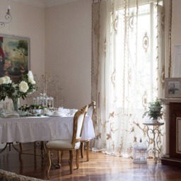 Antique Victorian Curtain With Gold Medallion Decorations, Italian Luxury - thumbnail 2