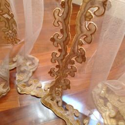 Antique Victorian Curtain With Gold Medallion Decorations, Italian Luxury - thumbnail 3