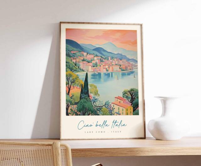 lake como italy travel poster art print (digital... Lake Como Travel Poster Italian Lakeside Art Print by Etsy | ufurnish.com