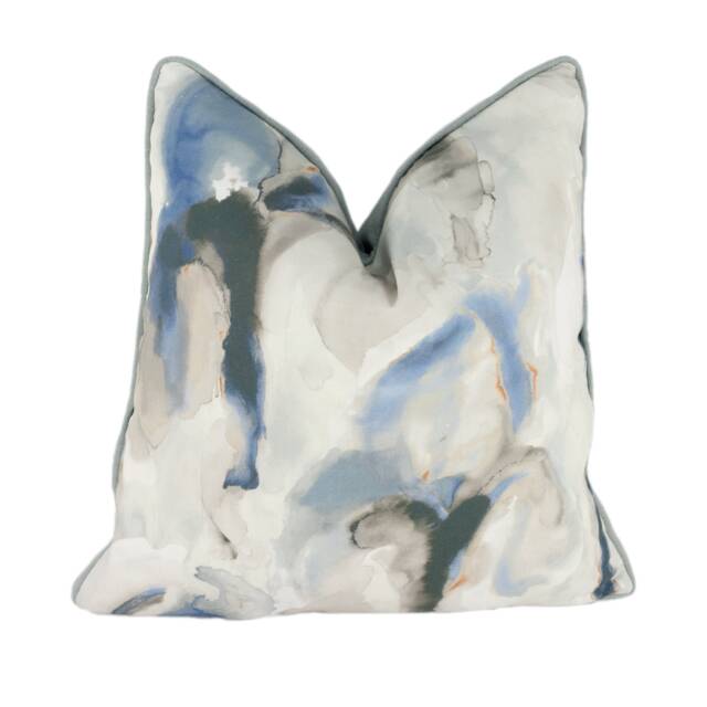 Zoffany - Water Iris Ink/Charcoal Abstract Lily Cushion Cover Handmade Brushstroke Throw Pillow Designer Home Decor - image 1