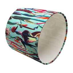 Handmade Botanical Drum Lampshade With Duck Egg Velvet Fabric - thumbnail 2
