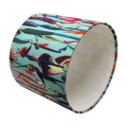 Handmade Botanical Drum Lampshade With Duck Egg Velvet Fabric - thumbnail 3