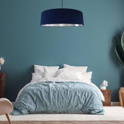 Extra Large Navy Blue Velvet Lampshade With Silver Lining, Plain Ceiling Lightshade - thumbnail 2