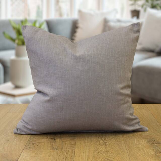 100% Linen Cushion Cover. Plain Stone Grey Cover - Perfect For Modern & Minimalistic Styles. 17x17