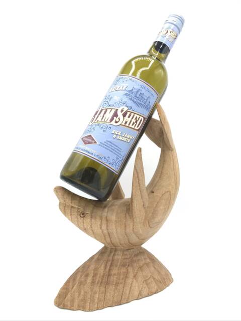 Hand Carved Bottle Holder - Dolphin - Suar Wood - image 1