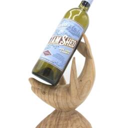 Hand Carved Bottle Holder - Dolphin - Suar Wood - thumbnail 2