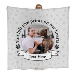 Paw Prints On My Heart - Memory Personalised Text & Photo Fleece Blanket - thumbnail 1