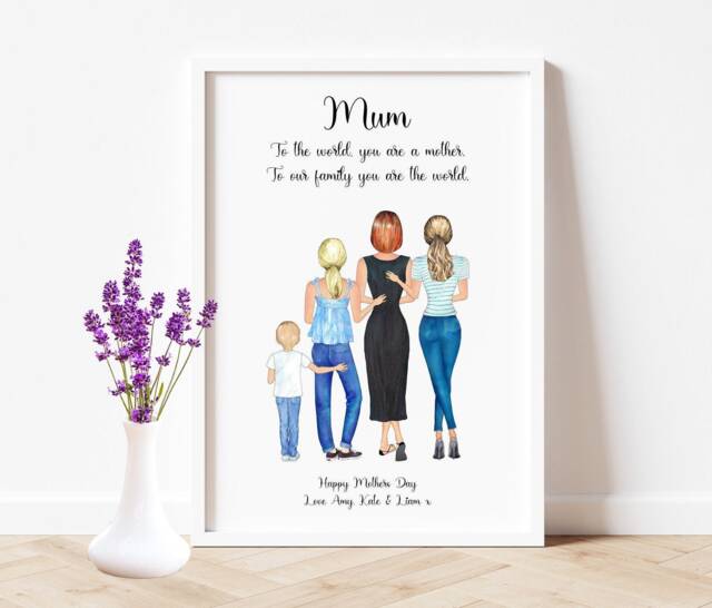 Mothers Day Gift, Mother & Daugthers Personalised Print, Children Gift For Mum, Mums Birthday Mummy Gifts - image 1