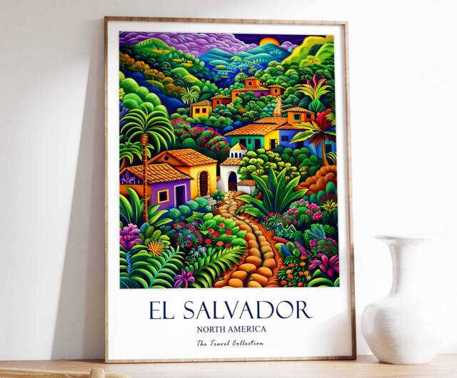 El Salvador Print, Travel Poster, North America Caribbean American Wall Art, Gift - image 1