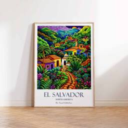 El Salvador Print, Travel Poster, North America Caribbean American Wall Art, Gift - thumbnail 2