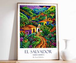 El Salvador Print, Travel Poster, North America Caribbean American Wall Art, Gift - thumbnail 1