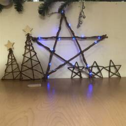 Willow Christmas Decorations Set's, Tree, Stars, Eco Friendly, Wicker Decorations