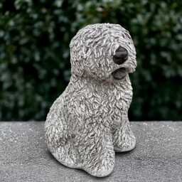 Stone English Dog Statue Concrete Shaggy Sculpture Outdoor Sheepdog Figurine Cement Ornament Handmade Lover Gift - thumbnail 1