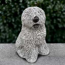 Stone English Dog Statue Concrete Shaggy Sculpture Outdoor Sheepdog Figurine Cement Ornament Handmade Lover Gift - thumbnail 3