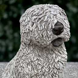 Stone English Dog Statue Concrete Shaggy Sculpture Outdoor Sheepdog Figurine Cement Ornament Handmade Lover Gift - thumbnail 2