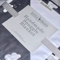 Handmade Baby Grey Cloud Unisex Swaddle Blanket Wrap & Matching Patchwork Nursery Cushion Newborn Gift Set - thumbnail 3