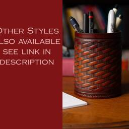 Leather Desk Cup - Hand Stitched - thumbnail 2
