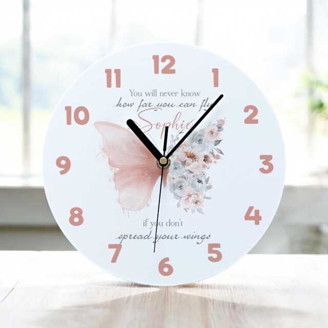 Personalised Butterfly Clock Acrylic Nursery Decor, Girl's Room Gift - image 1