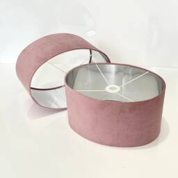 New Luxury High Quality English Rose Pink Velvet Fabric Lamp Shade Oval Shape Oval Metallic Lining - thumbnail 2