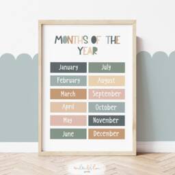 Set Of 3 Educational Nursery Prints, Shapes Print, Days The Week Chart, Months Year Scandi Decor, Playroom Prints - thumbnail 3