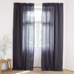 Curtain Panel Made Of Medium Linen - 160 G/M2 With Rod Pocket & Header - thumbnail 2