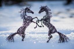 Wire Sculpture, Birthday Gift, Horses, Horse Decor, Art Set, Wild Horses Figurine, Two Animal Figures, Gift For Him - thumbnail 1