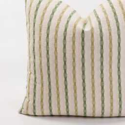 striped Cotton Throw Pillow Cover, Olive Green Beige, Farmhouse Decor - thumbnail 2