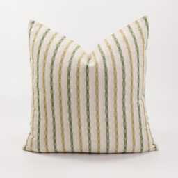 striped Cotton Throw Pillow Cover, Olive Green Beige, Farmhouse Decor