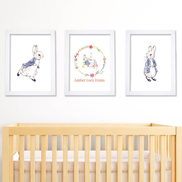 Official Peter Rabbit Prints - Wreath Personalised Name Set Of 3 - image 1