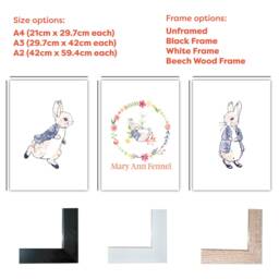 Official Peter Rabbit Prints - Wreath Personalised Name Set Of 3 - thumbnail 3