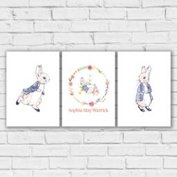 Official Peter Rabbit Prints - Wreath Personalised Name Set Of 3 - thumbnail 2