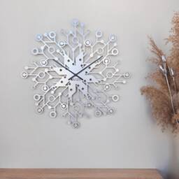 Galaxy Wall Clock - Large Silver Metal Decor Astronomy Design Gift Ideas - thumbnail 3