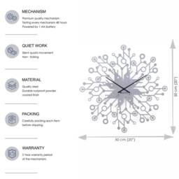 Galaxy Wall Clock - Large Silver Metal Decor Astronomy Design Gift Ideas - thumbnail 4