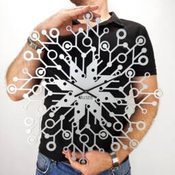 Galaxy Wall Clock - Large Silver Metal Decor Astronomy Design Gift Ideas - thumbnail 2