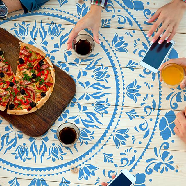 "Flower Mandala Wall Stencil Xl, Boho Tile Floor Decor, Stencilit - Single, Quarter Design, 24""X25" - image 1