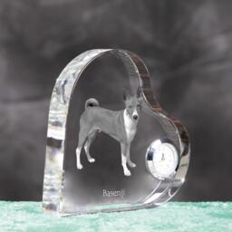 Basenji - Crystal Clock in The Shape Of A Heart With Image Pure-Bred Dog - thumbnail 3