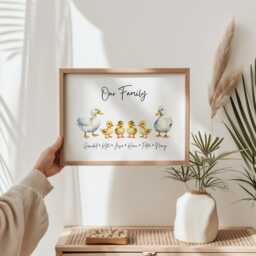 Personalised Framed Duck Family Print, Sign, Gift, Home Decor Gifts, Ducklings Grand Kids, Xmas Gift - thumbnail 3