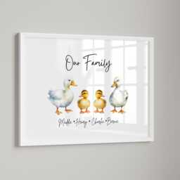 Personalised Framed Duck Family Print, Sign, Gift, Home Decor Gifts, Ducklings Grand Kids, Xmas Gift - thumbnail 2