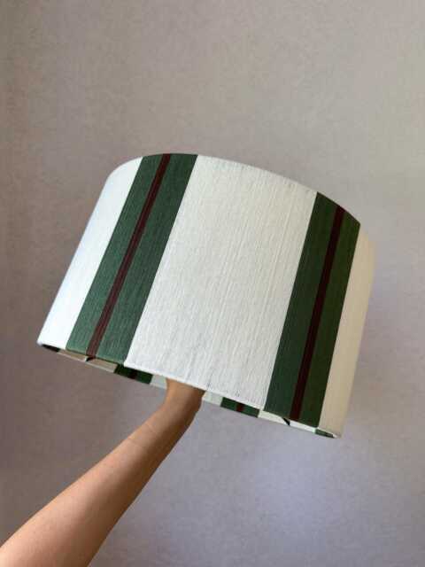 Handwoven Drum Lampshade Color Blocked Yarn, Striped Lampshade - image 1