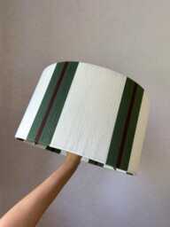 Handwoven Drum Lampshade Color Blocked Yarn, Striped Lampshade - thumbnail 1