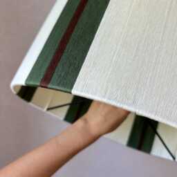 Handwoven Drum Lampshade Color Blocked Yarn, Striped Lampshade - thumbnail 2
